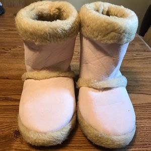 Faux Fur Pink Boot Slippers
